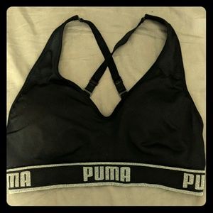 Black Puma Cross Back Sports Bra